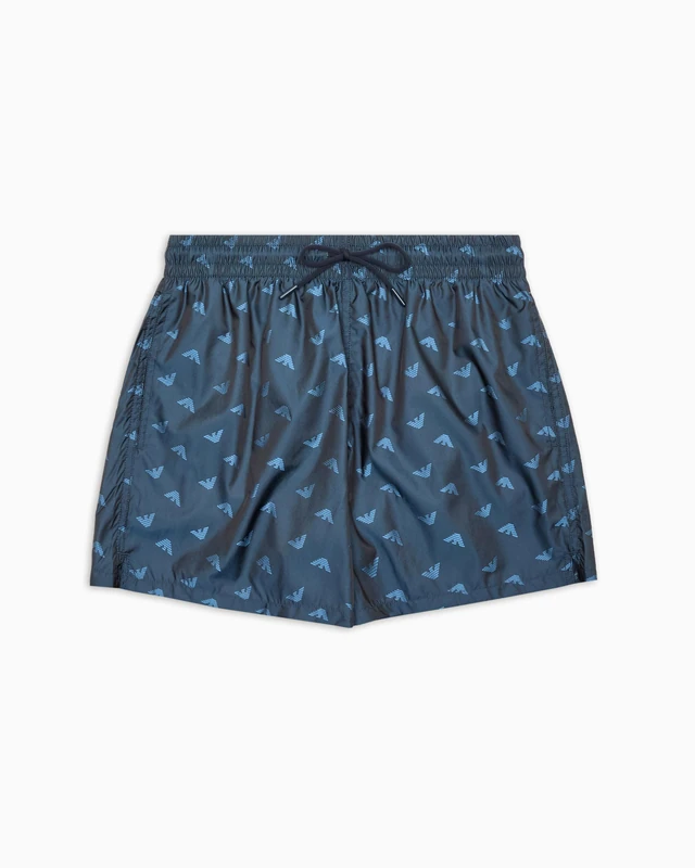 Emporio Armani Man Jacquard Mid Boxer - Blue, Size L