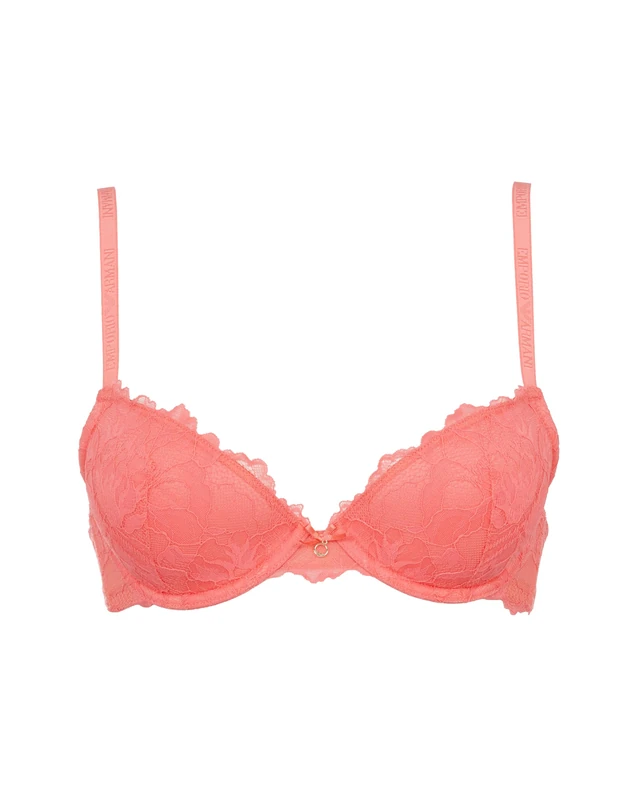 Emporio Armani Woman Eternal Lace Push Up Bra Removable Pads Pink 38