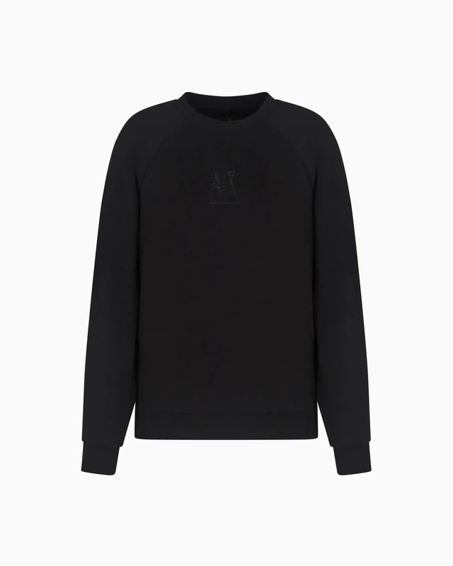 Armani Exchange Women's, Icon project, shiny logo, crewneck Sweatshirt, Black, XL