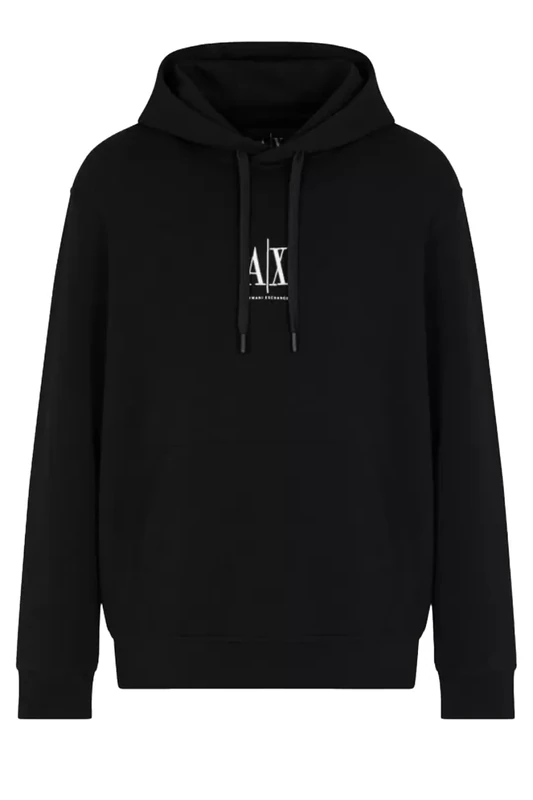 Armani Exchange Men's, Icon project, embroidered logo Hooded Sweatshirt, Black, M