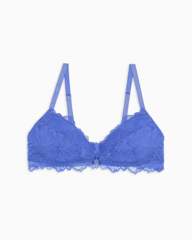 Emporio Armani Woman Eternal Lace Padded Triangle Bra Blue XL