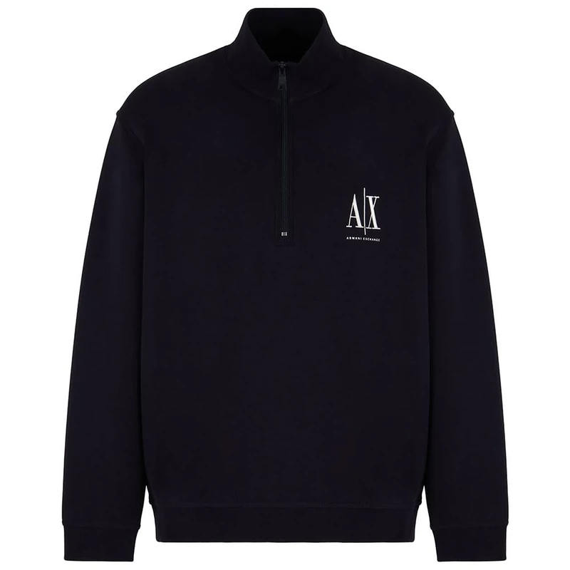 Armani Exchange Men's, Icon project, embroidered logo, front zip Sweatshirt, Deep navy, XS