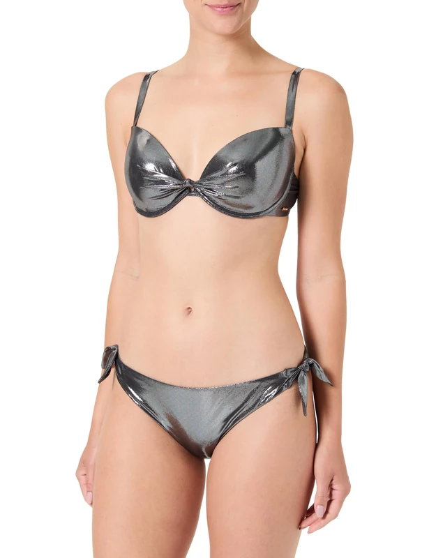 Emporio Armani Woman Micro Foil Dot Push Up Bikini Black XS