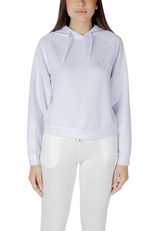 Armani Exchange Women's, Icon project, shiny logo, hooded Hooded Sweatshirt, Optic white, S