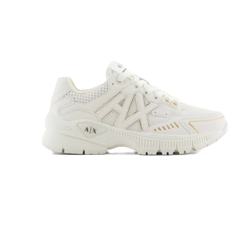 Armani Exchange Speed, WOMAN Sneaker, OFF WHITE+SILVER,