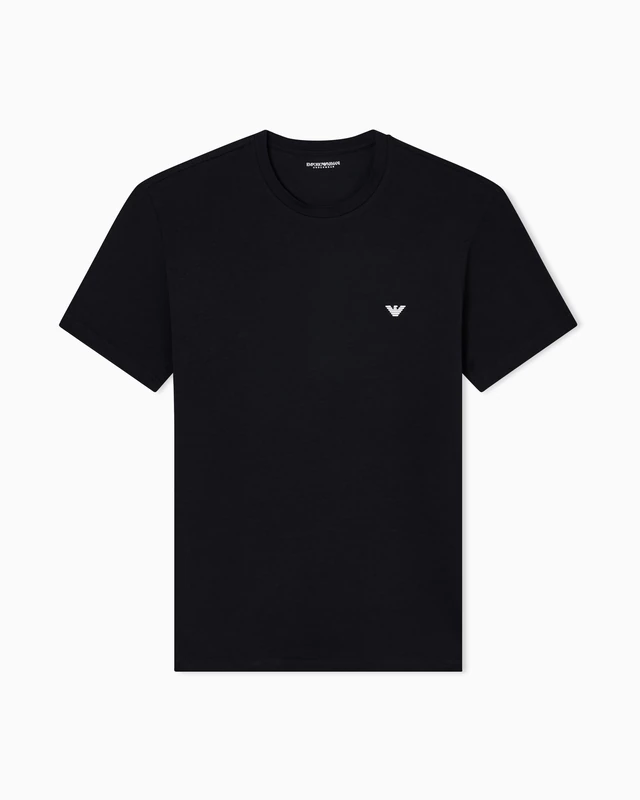 Emporio Armani Man's Essential Cotton Crew Neck T-Shirt, Black, S, Fitted