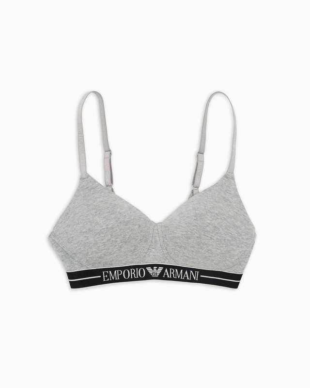 EMPORIO ARMANI Women's Padded Triangle Bra, Light Grey Melange, S