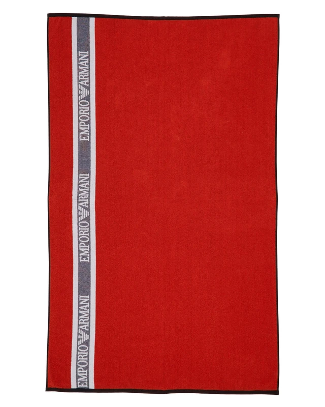 Emporio Armani Man Logo Tape Towel Beachwear Red One Size