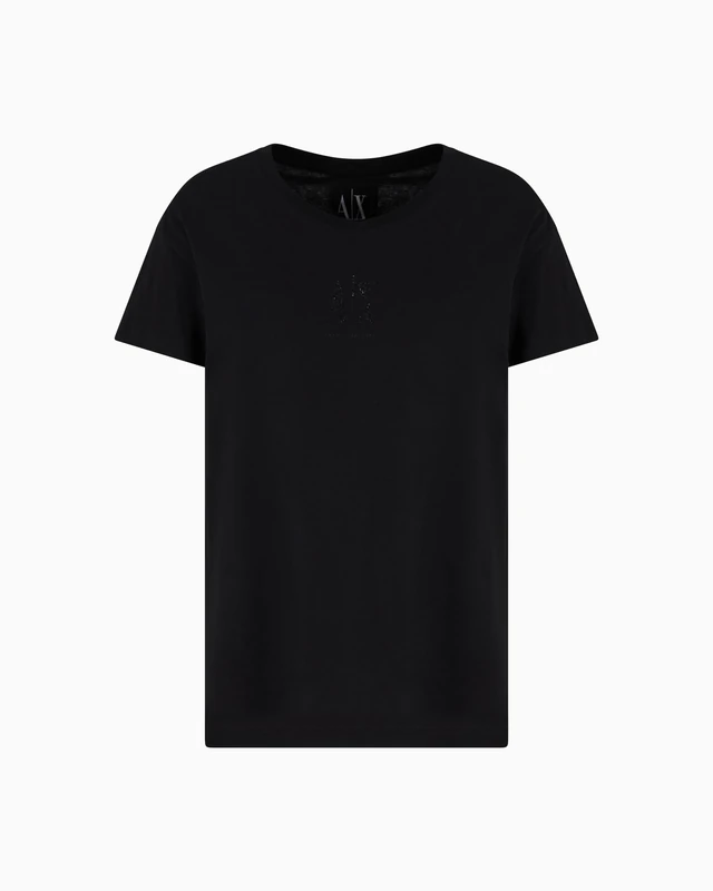 Armani Exchange Women's Icon Project, Shiny Logo, T-Shirt, Black, L