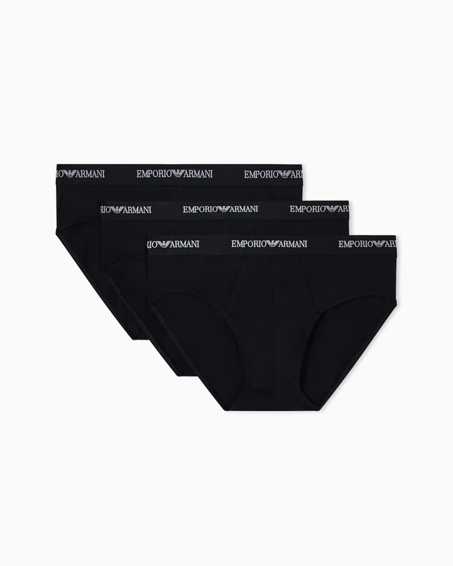 Emporio Armani Man's Core Logoband 3-Pack Brief, Black, S