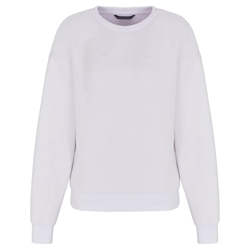Armani Exchange Women's, Essential, embroidered logo signature, crewneck Sweatshirt, Optic white, M