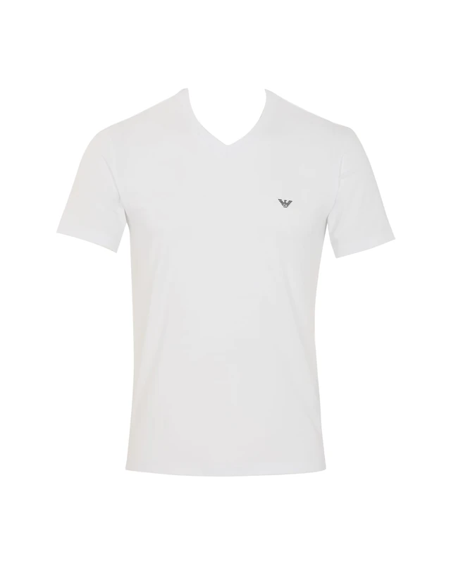 Emporio Armani Man's Essential Cotton V Neck T-Shirt, White, M, Fitted