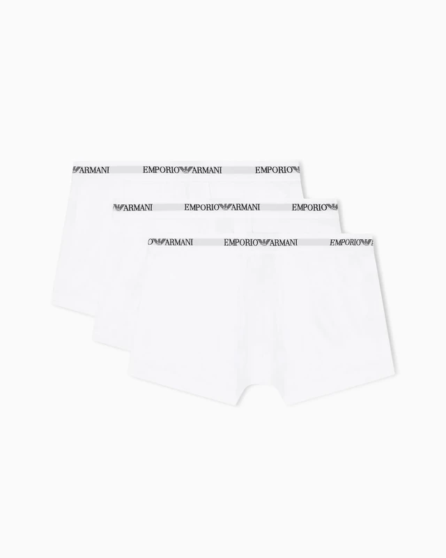 EMPORIO ARMANI Man's Core Logoband 3-Pack Trunk, White, S - Image 1