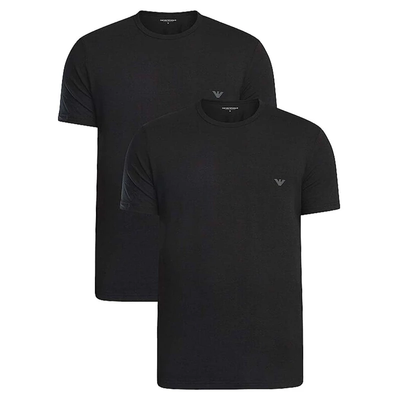 Emporio Armani Man's Core Logoband 2-Pack Crew Neck T-Shirt, Black, XL, Regular