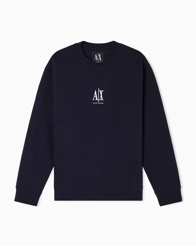 Armani Exchange Men's, Icon project, embroidered logo, crewneck Sweatshirt, Deep navy, XS