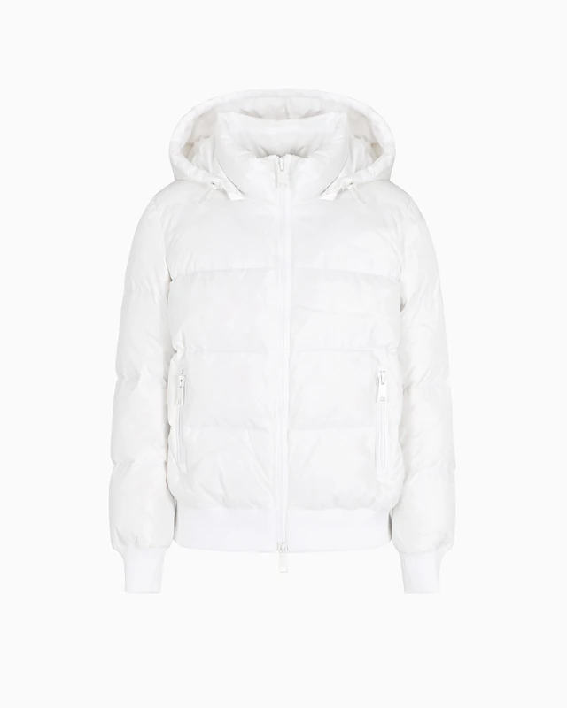 Armani Exchange Women's Icon Project, Logo Patch, Short Length, Jacket, White, XL