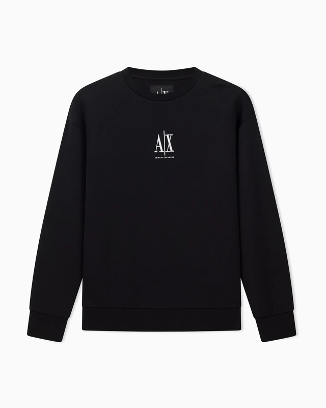 Armani Exchange Women's, Icon project, embroidered logo, crewneck Sweatshirt, Black, M