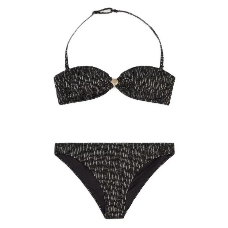 EMPORIO ARMANI Woman Lurex Bandeau Bikini Black M