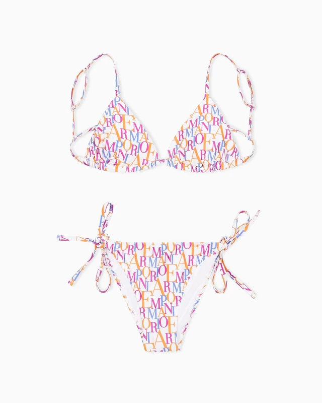 EMPORIO ARMANI Woman Logomania Triangle Bikini White L