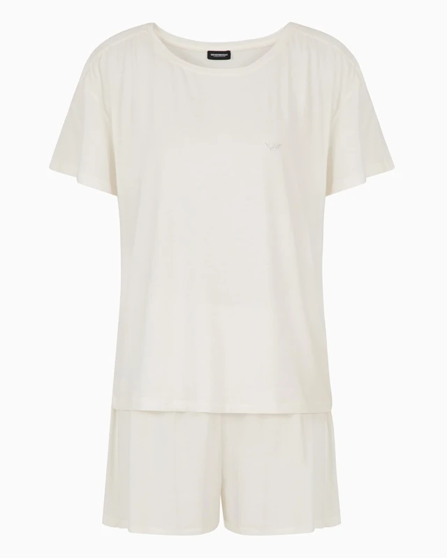 EMPORIO ARMANI Women's Short Pajamas Set, White, M