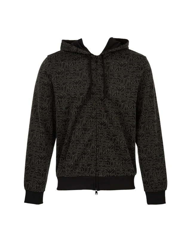 EMPORIO ARMANI Man Jacquard Logo Hoodie Zip Sweatshirt Black S