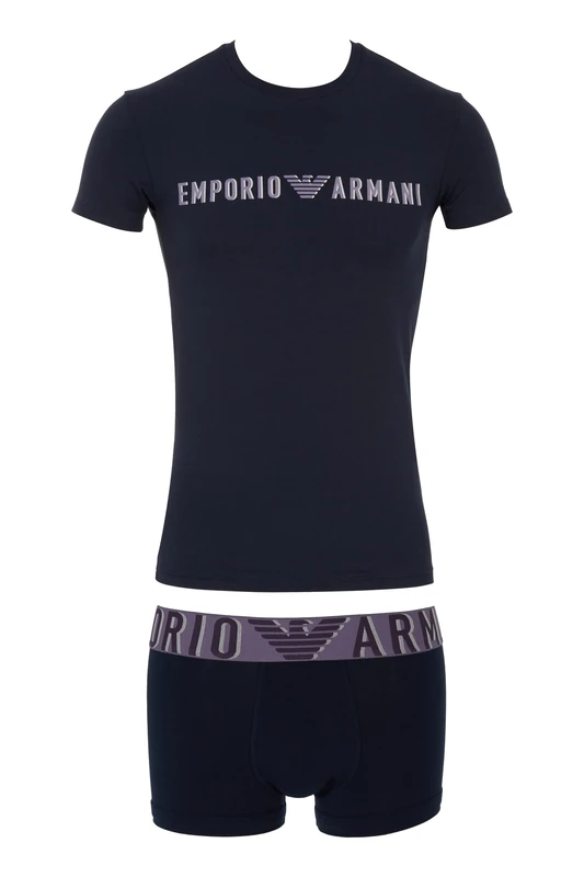 Emporio Armani Man Megalogo T-Shirt + Trunk Set Blue XXL