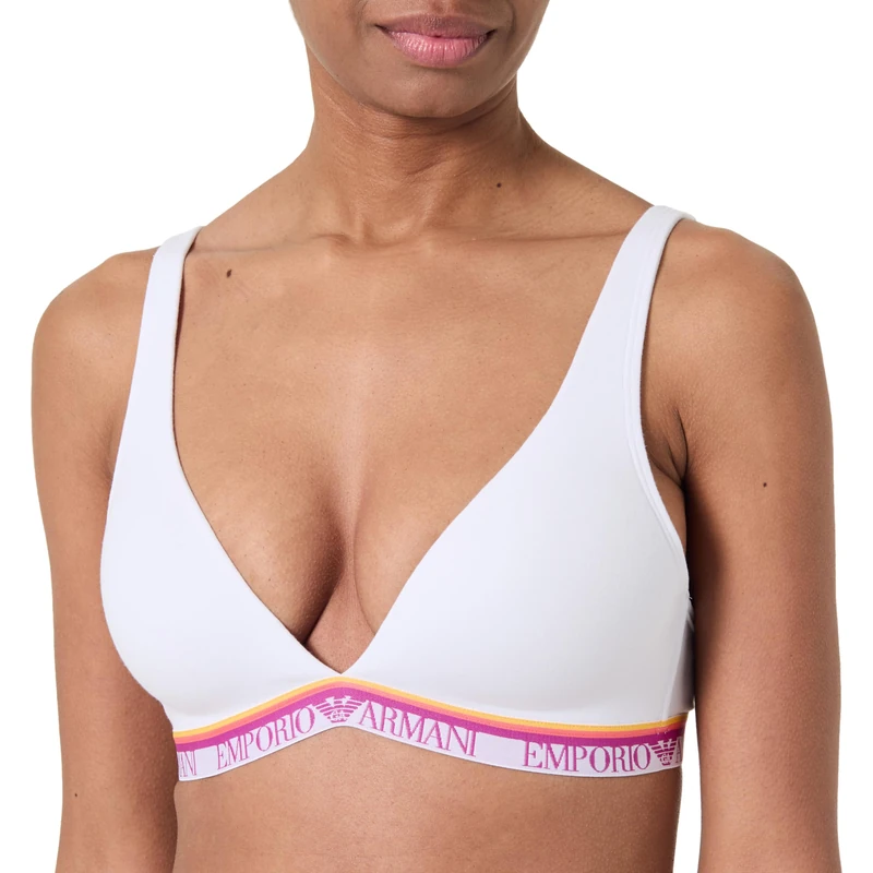 Emporio Armani Woman Logo Band Padded Triangle Bra White S