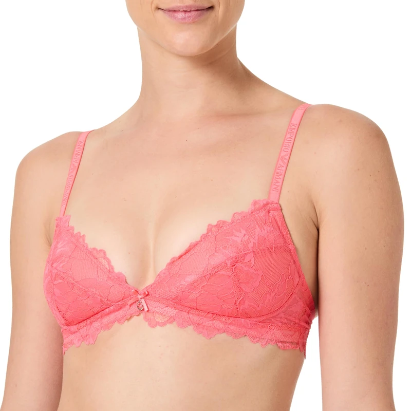 Emporio Armani Woman Eternal Lace Padded Triangle Bra Pink L