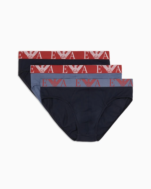 Emporio Armani Man Bold Monogram 3-Pack Brief Blue XL