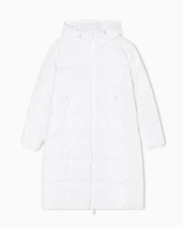 Armani Exchange Women's Icon Project, Logo Patch, Knee Length, Jacket, White, L