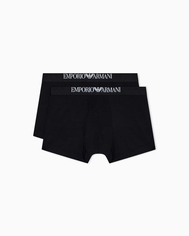 EMPORIO ARMANI Men's Soft Touch Bamboo Viscose 2-Pack Trunk, Black/Black, L (Pack of 2)