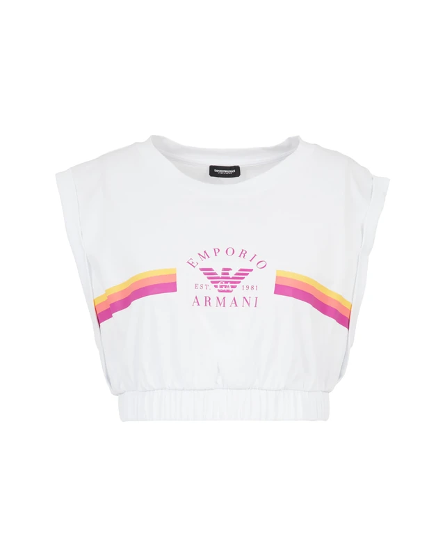 EMPORIO ARMANI Woman Logo Band Crop Top White XS