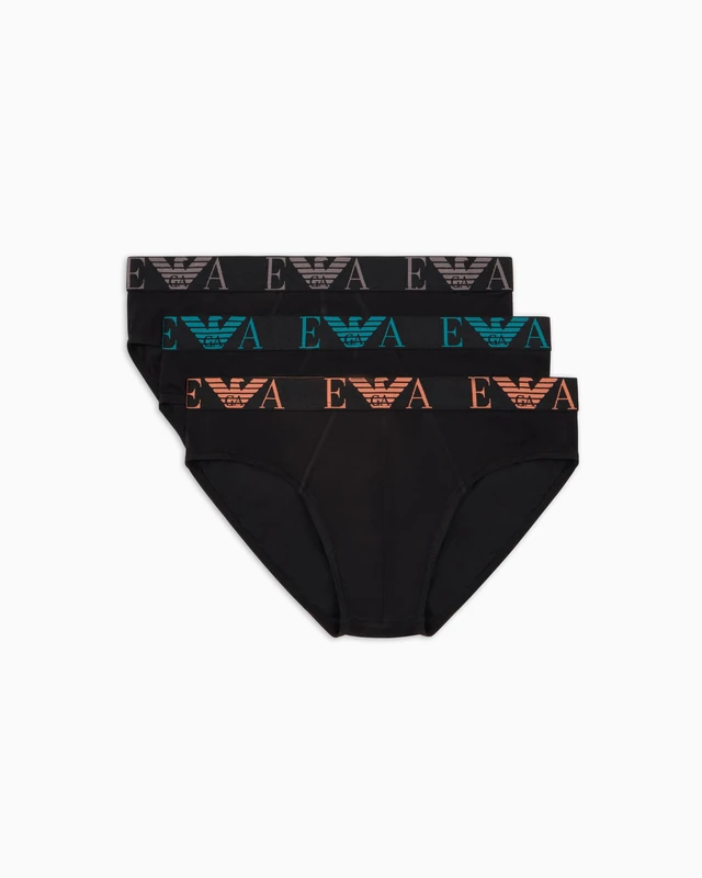EMPORIO ARMANI Man's Bold Monogram 3-Pack Brief, Black, M