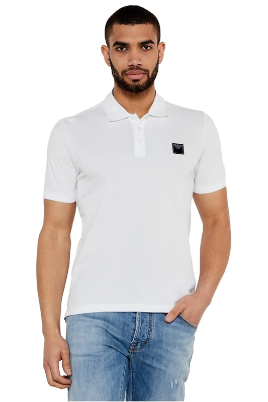 Emporio Armani Man Embroidery Logo Polo Beachwear White L