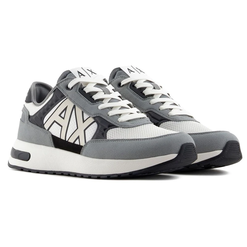 Armani Exchange Dusseldorf Embossed Geometric Motifs, MAN Sneaker, N.GREY+BLK+OFF WHITE,