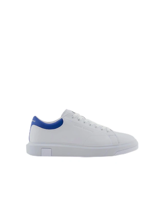 Armani Exchange ActionLeather,sidelogo,Laceup, Man Sneaker, OP.White+MAZAR.Blue,