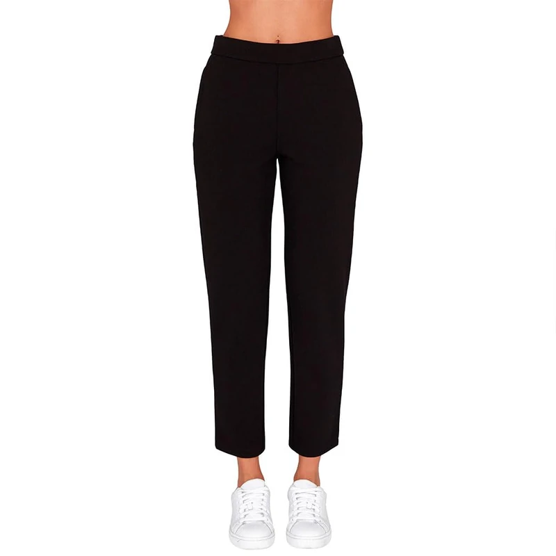 Armani Exchange Women's Essential, Embroidered Logo Signature, Knitwear Details, Pants, Black, XS