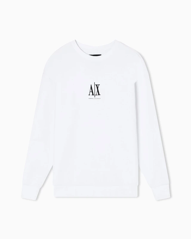 Armani Exchange Women's, Icon project, embroidered logo, crewneck Sweatshirt, Optic white, XS
