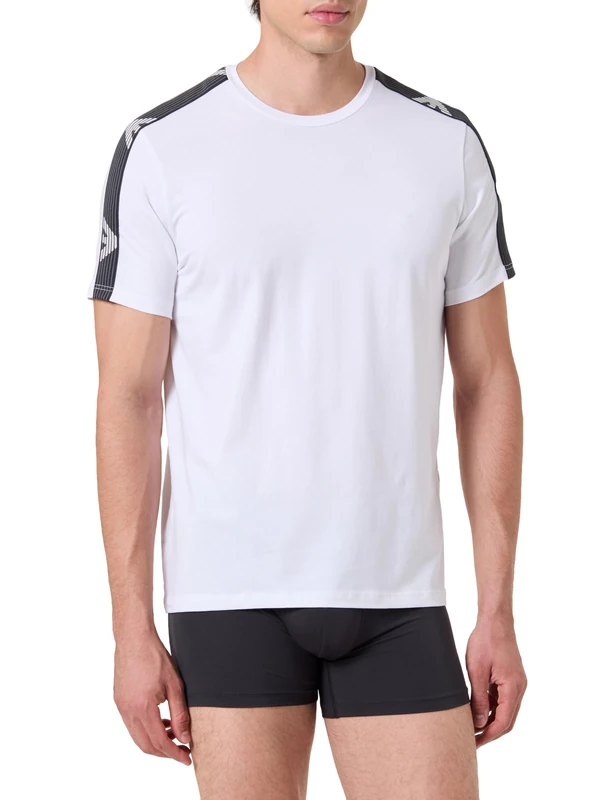 Emporio Armani Man Textured Logoband S/Sleeve T-Shirt White XL