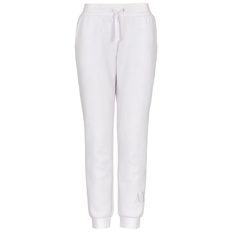 Armani Exchange Women's Icon Project, Shiny Studs Logo, Sweatpants, White, XL