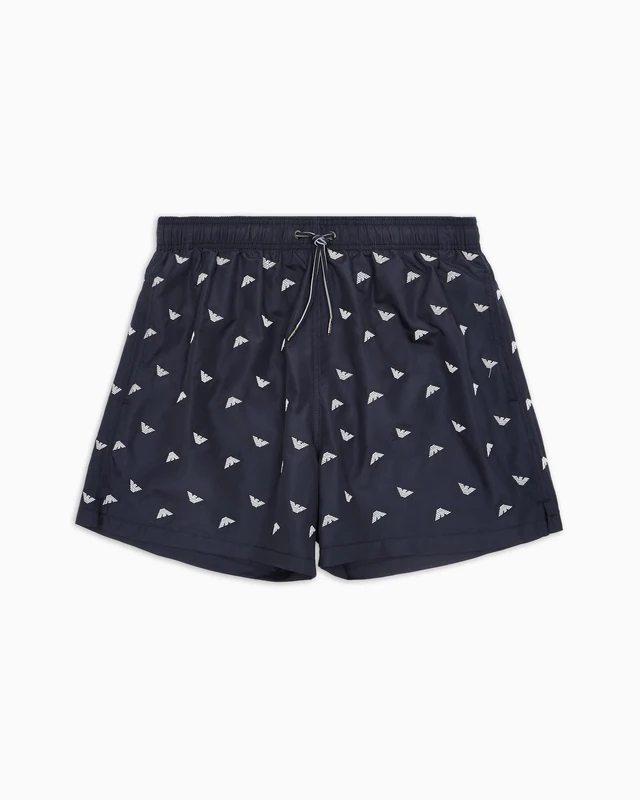 EMPORIO ARMANI Man All Over Embroidery Mid Boxer Blue L