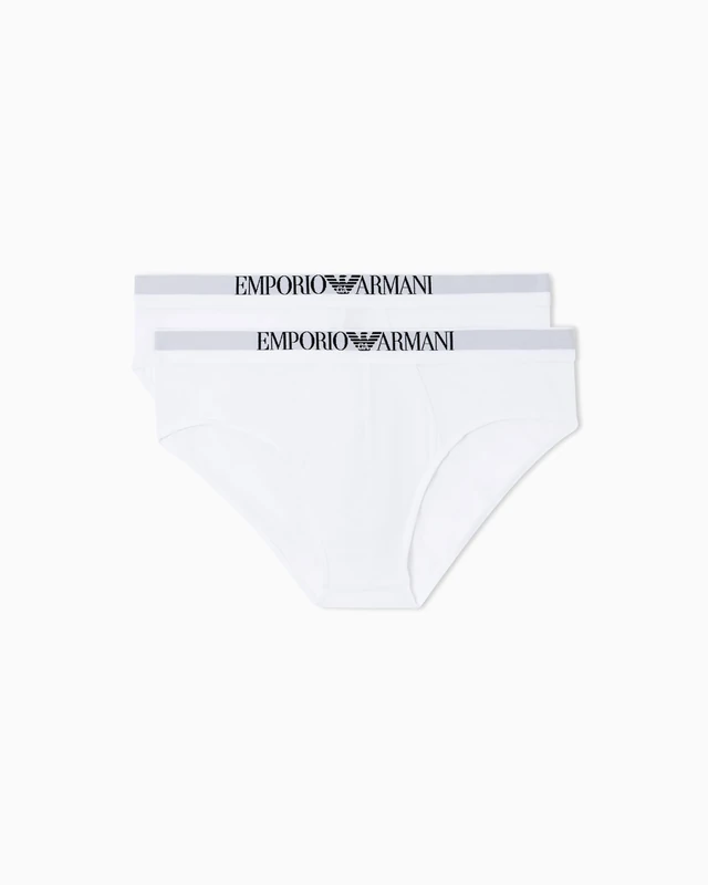 Emporio Armani Man's Soft Touch Bamboo Viscose 2-Pack Brief, White, M