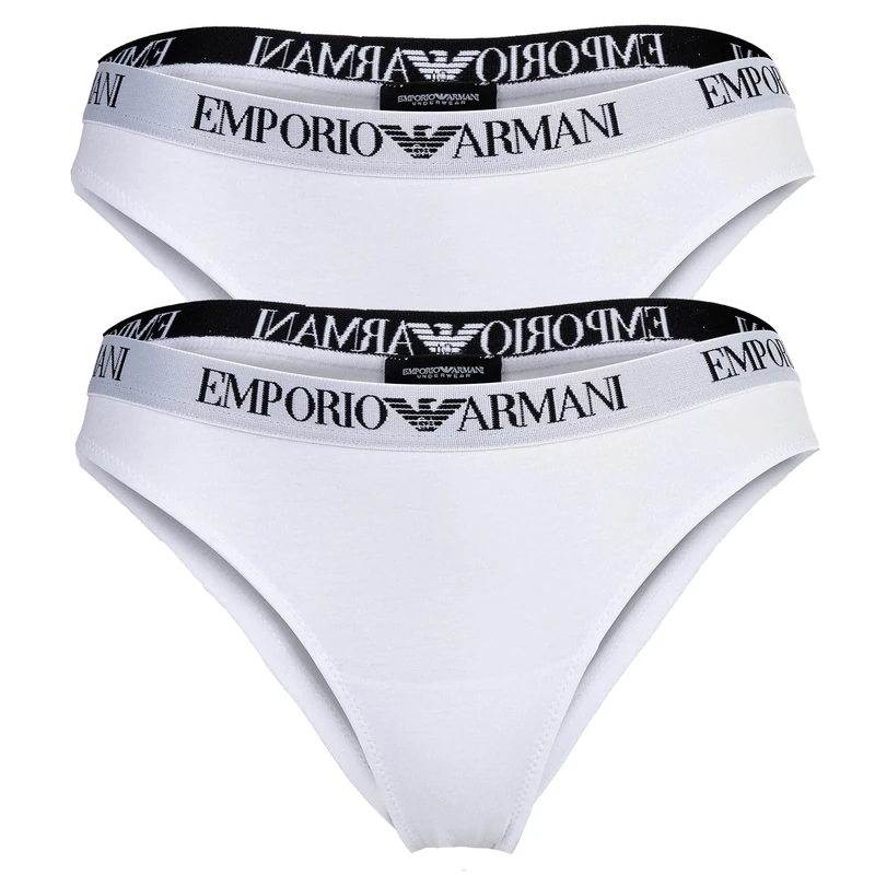 Emporio Armani Woman's Essential Cotton 2-Pack Brazilian, White, S - Image 1
