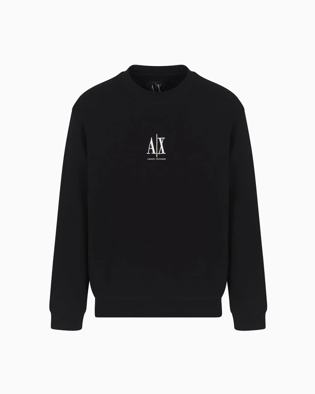 Armani Exchange Men's, Icon project, embroidered logo, crewneck Sweatshirt, Black, M