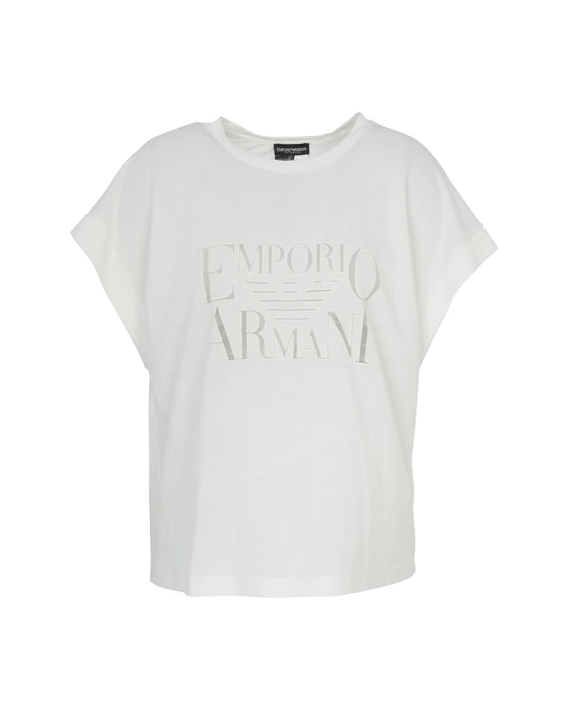 Emporio Armani Woman Jersey Devore Round-Neck T-Shirt Beige S