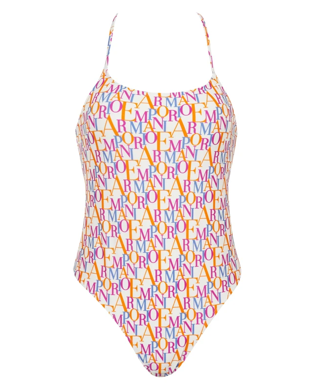 Emporio Armani Woman Logomania One Piece Swimsuit White XS