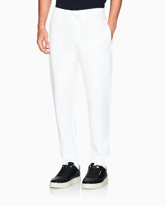 Armani Exchange Men's Cuffed Sleeve Drawstring Waist Back Monogram Trousers, Off White, L, off white, L