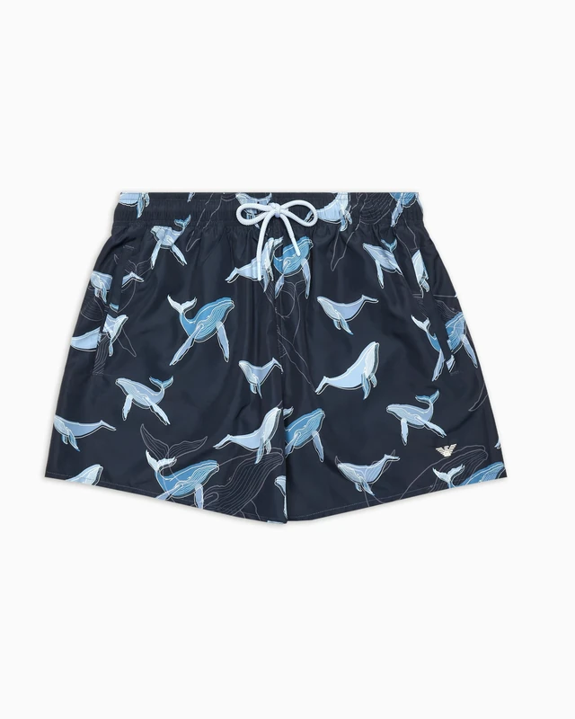 Emporio Armani Man Sea Animals Mid Boxer Blue XXL