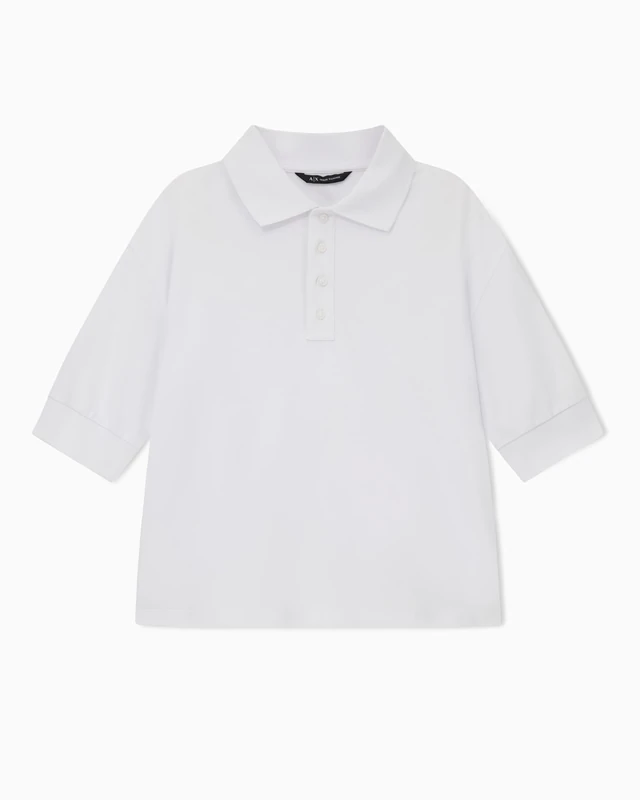 A｜X ARMANI EXCHANGE Women's Signature Logo Polo, Optic White, Optic White, XS