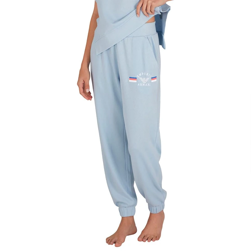 Emporio Armani Woman Light Terry Pants with Cuffs Blue S